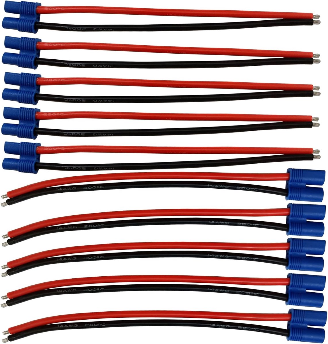 5 paar EC3 Mannelijke en Vrouwelijke Plug Adapter Verlengkabel met 14AWG 15CM Silicone Draad voor RC Lipo batterijen auto's FPV drones