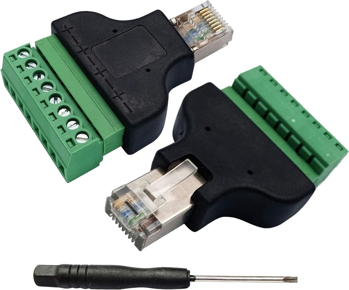 Schroef Terminal RJ45 8P 8C man aan 8Pin Vrouwelijke Jack bout Schroef type Terminal Voor AV CCTV UTP DVR Cat5 Cat6 Cat7 Koppeling Ethernet Netwerk Stekker(2-individueel/Mannelijk)