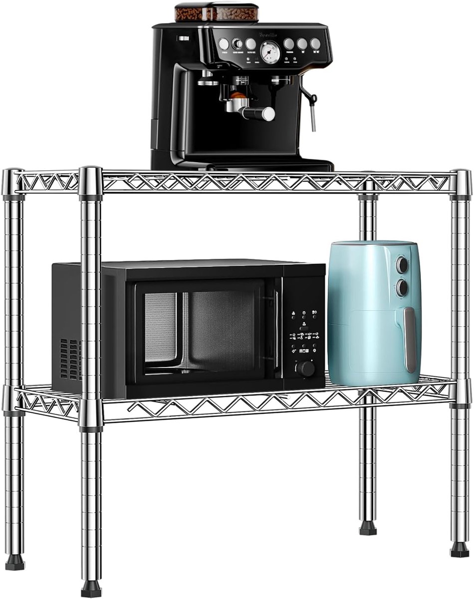 SnelShoppen - Metalen Opbergrek 2-Laags Draadrek voor Keuken, Pantry en Wasruimte - Vrijstaand Chroom Opbergrek 30×70×59.5 cm - Draagvermogen tot 90 k