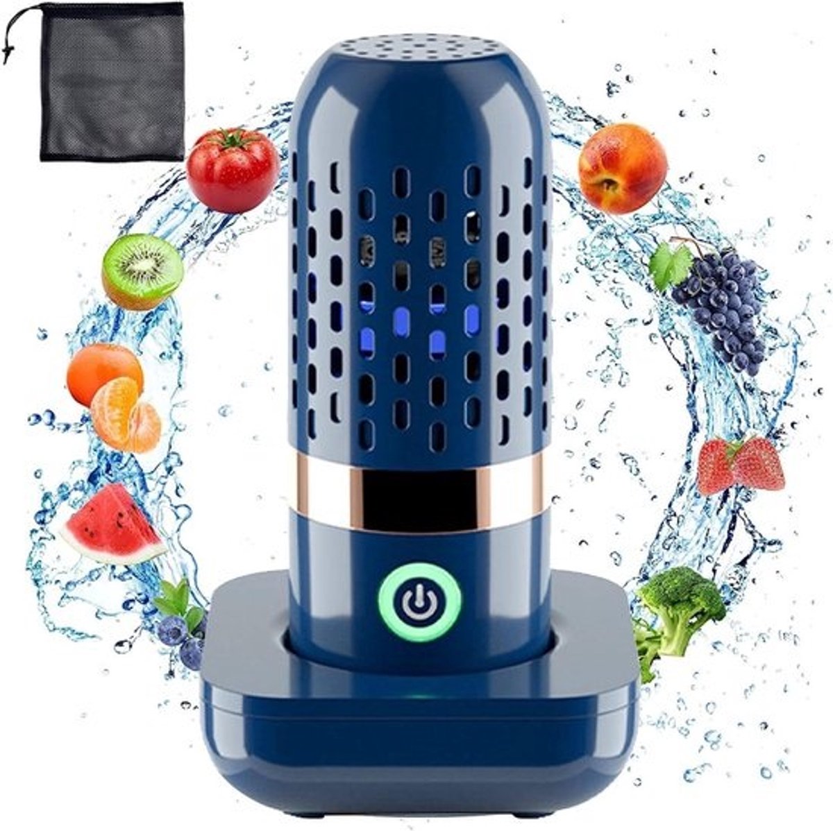 Oplaadbare groente- en fruitreinigingsmachine met ionentechnologie en netvak - Compact formaat
