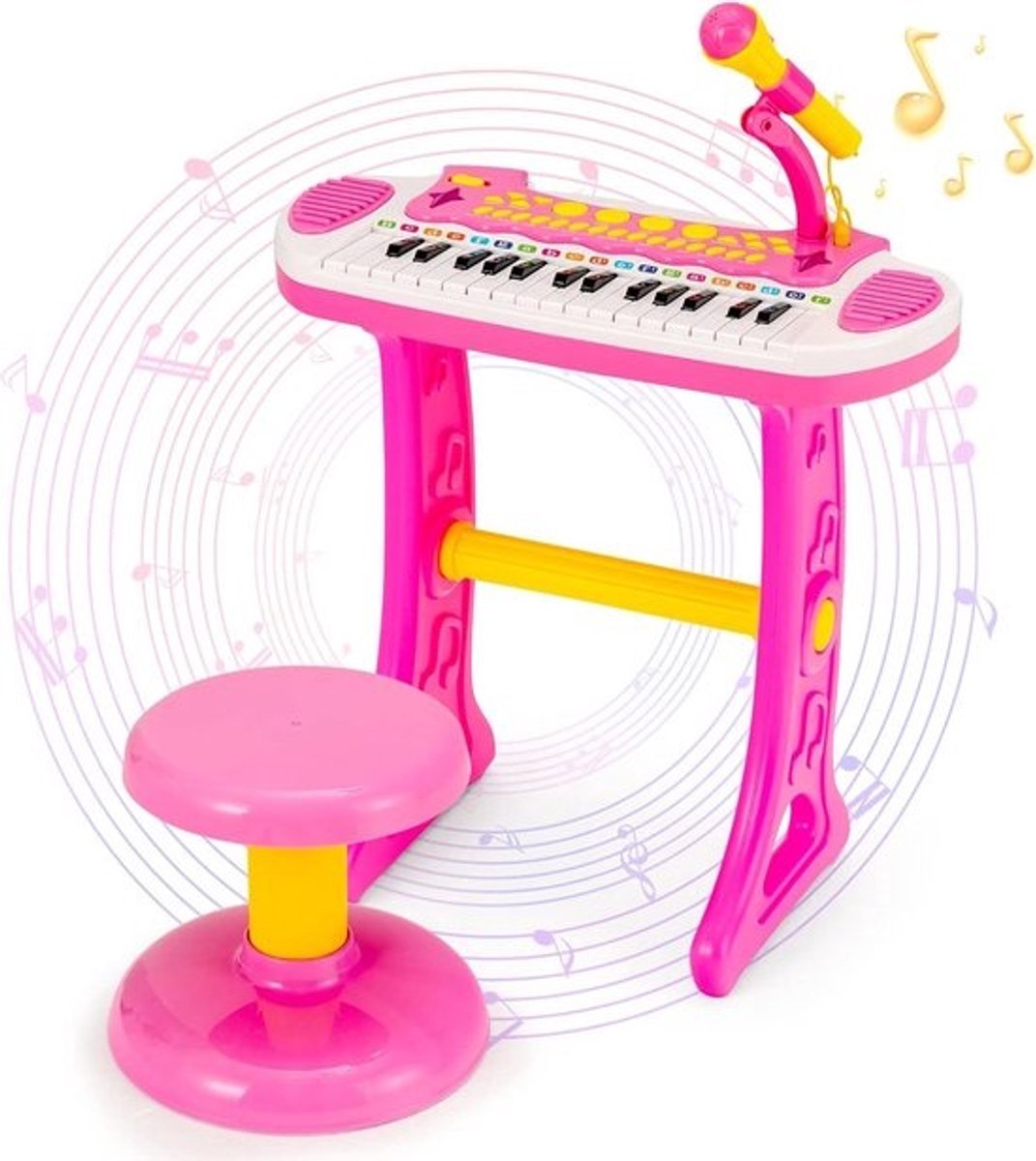 Kinder keyboard set - elektronisch pian speelgoed - muziek leren spelen - met microfoon en opnamefunctie - 31 toetsen - roze