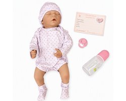 TEKROA® Levensechte Reborn Babypop - Babypoppen - 48 cm -baby meisje - Slapend - Waterdicht & Poseerbaar - Inclusief Kleding & Accessoires - Realistisch Speelgoed - Wit