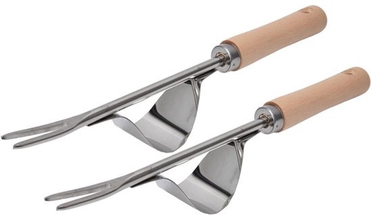 Tuinhandwiederset voor mosverwijdering - langs gazonrand en oprit - RVS-handgereedschap - met lang handvat - 2-delig - met spleetwieder - 12,2 inch lang