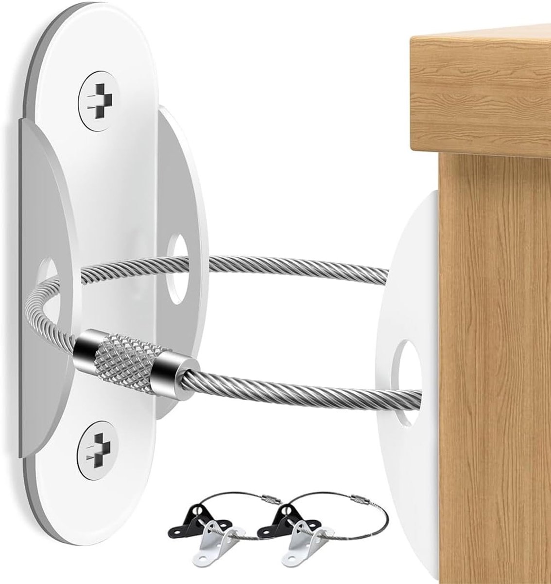 6 stuks anti-kantel-veiligheidsgordels voor meubels, anti-bitverankeringen voor meubels, wandmontage, metalen veiligheidsgordel voor meubels, kasten en laden