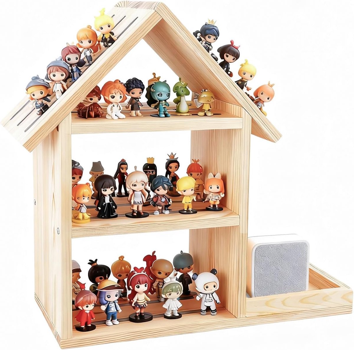 Box Plank voor de kinderkamer, Huisvorm, Geschikt voor maximaal 85 To-nie's Wand- en tafelplank Ton-ies Boxen en Figuren - Geschikt voor jongens en meisjes