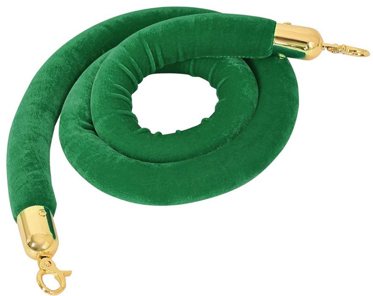 Zalati Velvet Stanchion Rope met gouden haken Post wachtrij lijn barrière voor bioscopen, grote openingen en hotels - 4,9 voet, groen