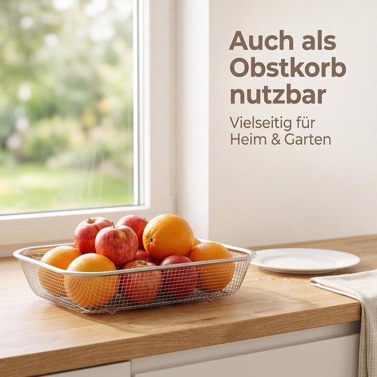 Roestvrijstalen tuinzeef set van 4, ideaal voor compost, aarde, zand en stenen, 33,5 × 25 × 6 cm, 6 mm maaswijdte — afbeelding 5