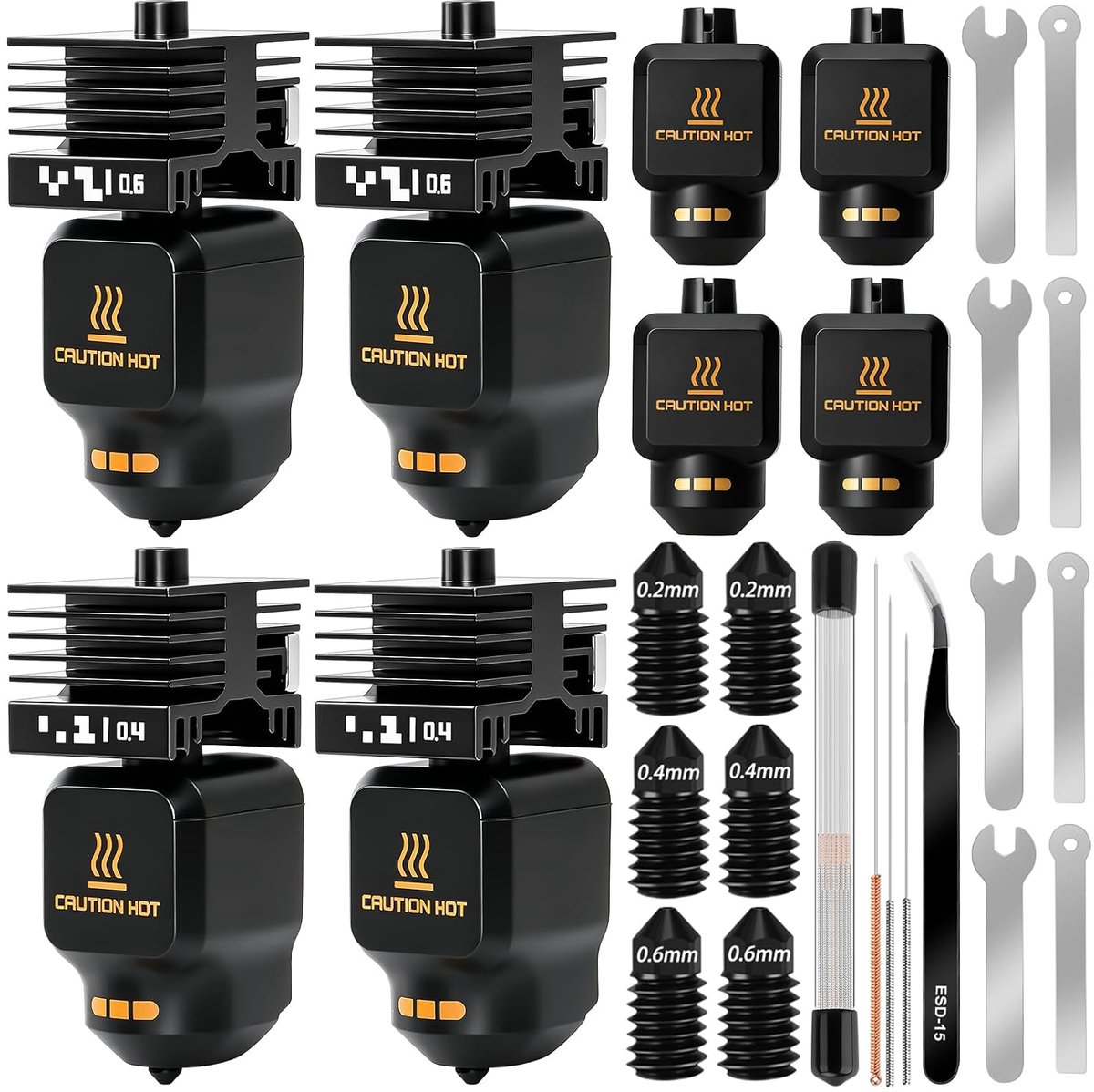4PCS 0.5mm 0.5mm P2S Hotend for P2S Hotend Tempered Nozzle, Hotend Print Head Hot End Kit with 4pcs Silicone Covers - ShopVlot