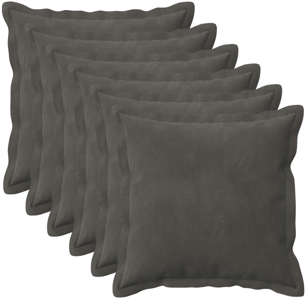 vidaXL Dekenkussen - 6 - st - HOUTEN - Donkergrijs - 35 - x - 35 - cm - fluweel
