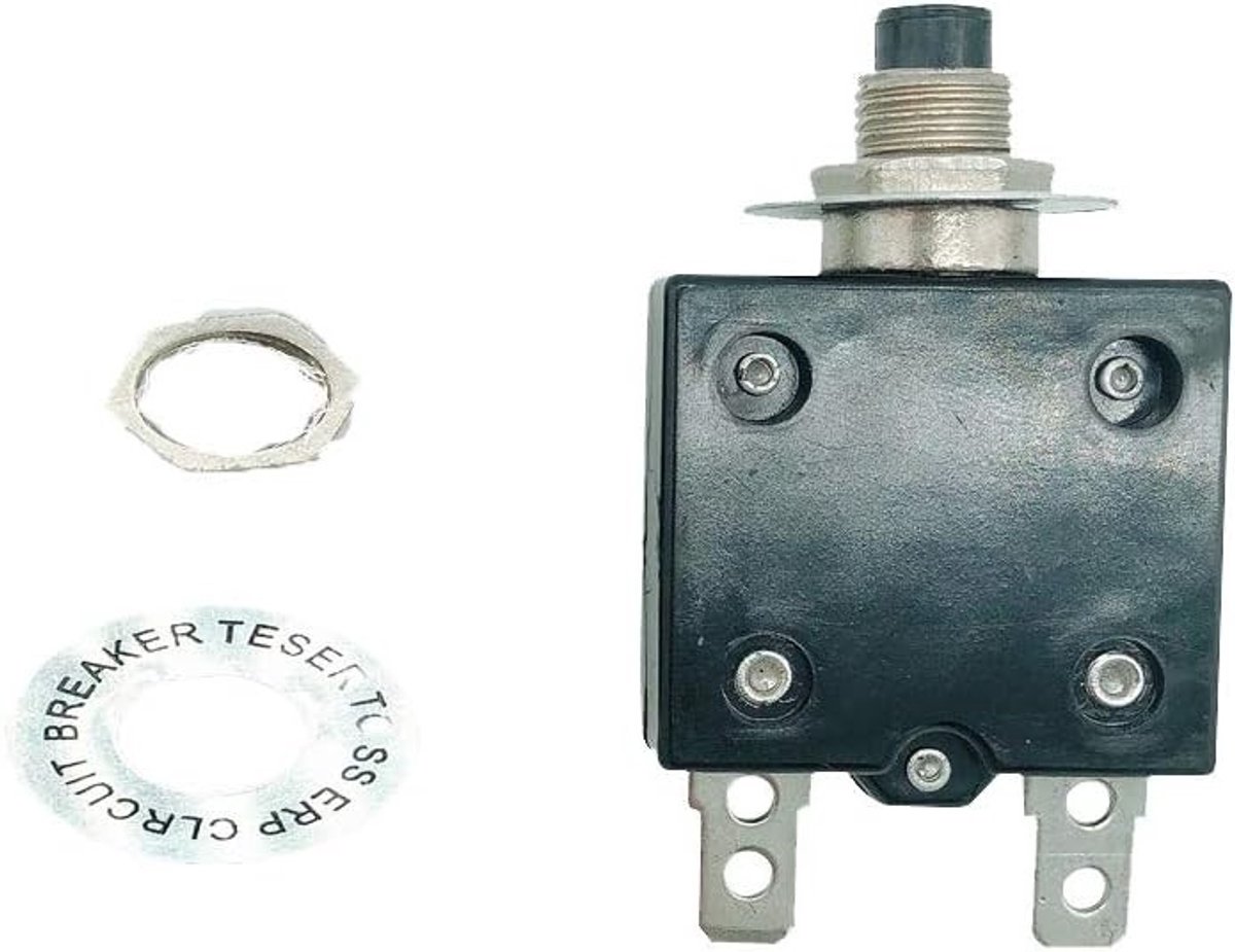 Thermische stroomonderbreker AC 125/250 V met drukknop, handmatige reset en overbelastingsbeveiliging, 10 A schakelaar voor elektrische toepassingen