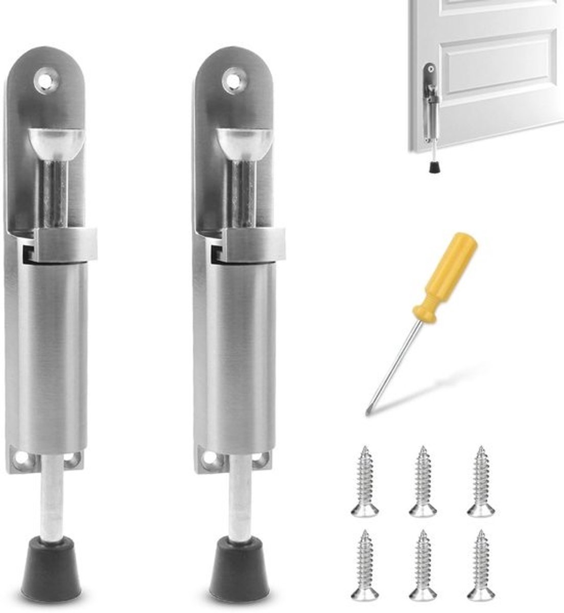 Dailygoods - Winddichte deurstopper - 2 stuks - voetbediening en rubberen buffer