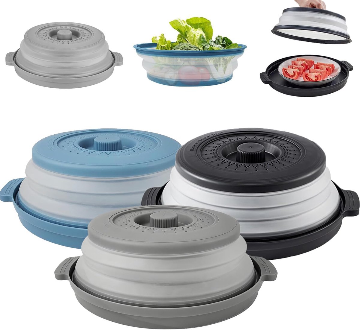 3 Flip Lid Microwave 27 cm Foldable Microwave 2-in-1 Splash Guard Kitchen Accessory for Heating Food - ShopVlot