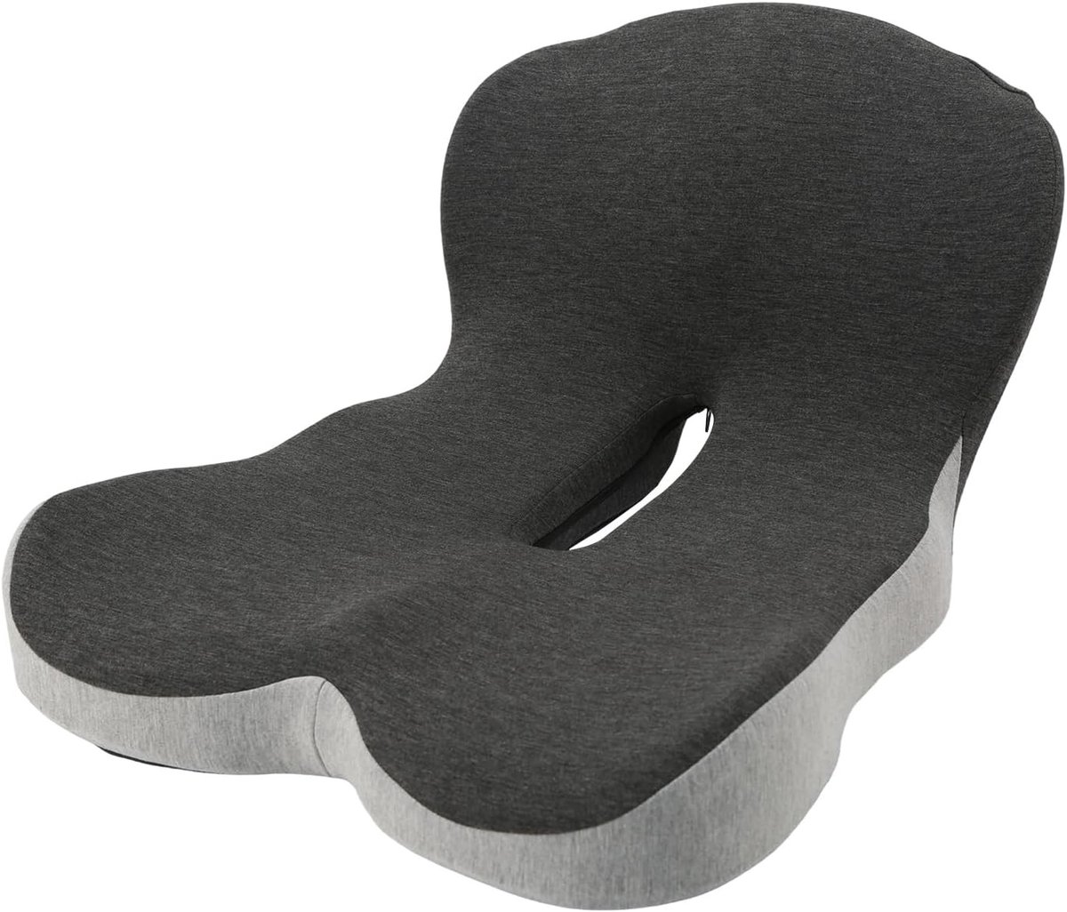 Ergonomisch L-vormig Kussen voor Rug en Zitvlak, Geïntegreerde Steun voor Auto en Bureaustoel, Geheugen Schuim en Coccyx Bescherming voor Volwassenen en Ouderen