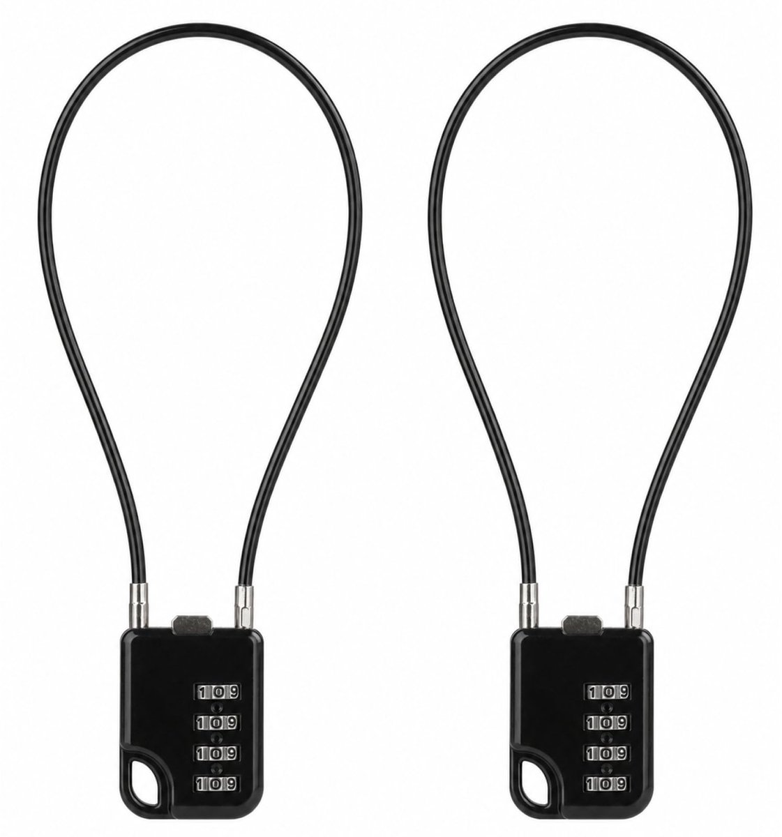 Cijferslot 4-cijferig met staaldraad - 30 cm - set van 2 - zeer veilig rolslot voor fietstassen - ShopVlot