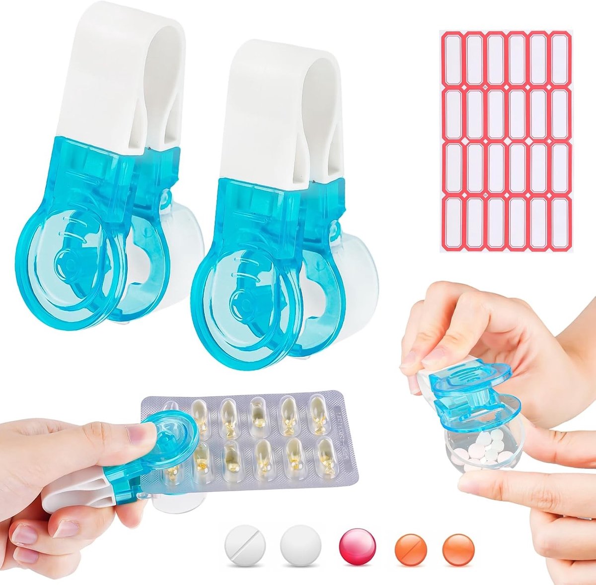 Draagbare Pillendoos met Labels en Opbergdoos, Ideaal voor Thuis, Reizen en Buitenactiviteiten, Compact en Handig voor Medicijnen