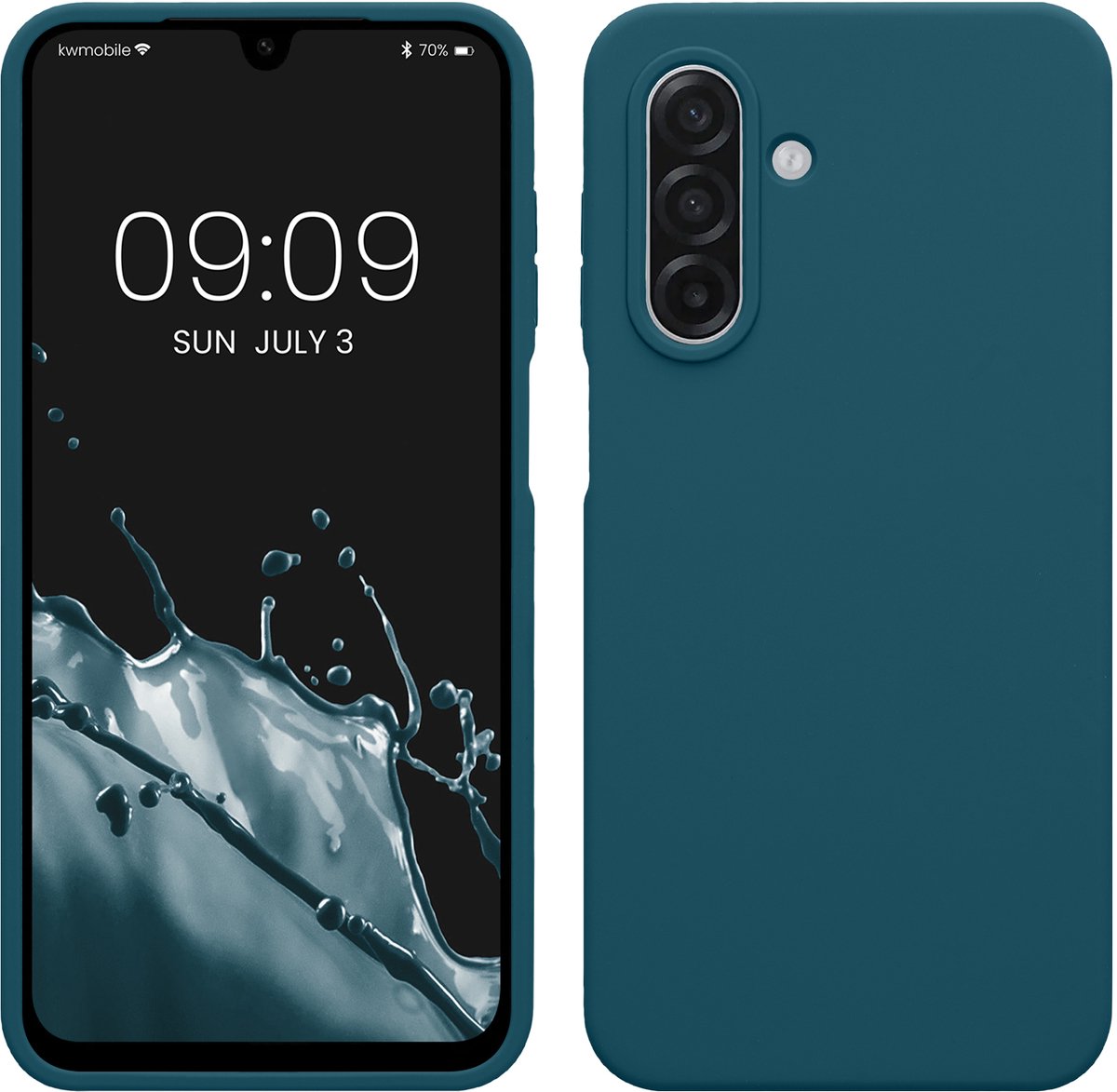 kwmobile telefoonhoesje geschikt voor Samsung Galaxy A18 4G / 5G - Hoesje met siliconen coating - Smartphone case in mat petrol
