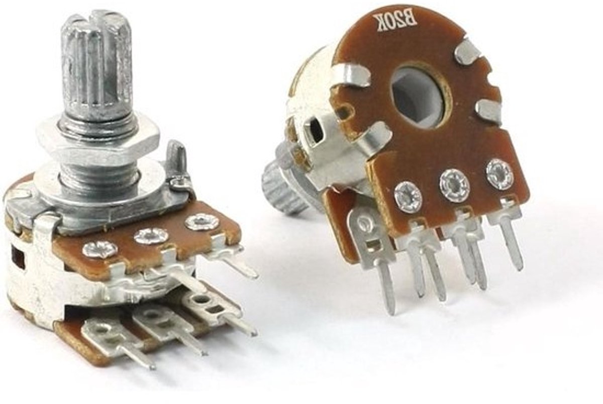 Dubbele potentiometer - Variabele weerstand - Elektronicabediening - Lineaire aanpassing - 2 stuks van 20K ohm - Zoals afgebeeld