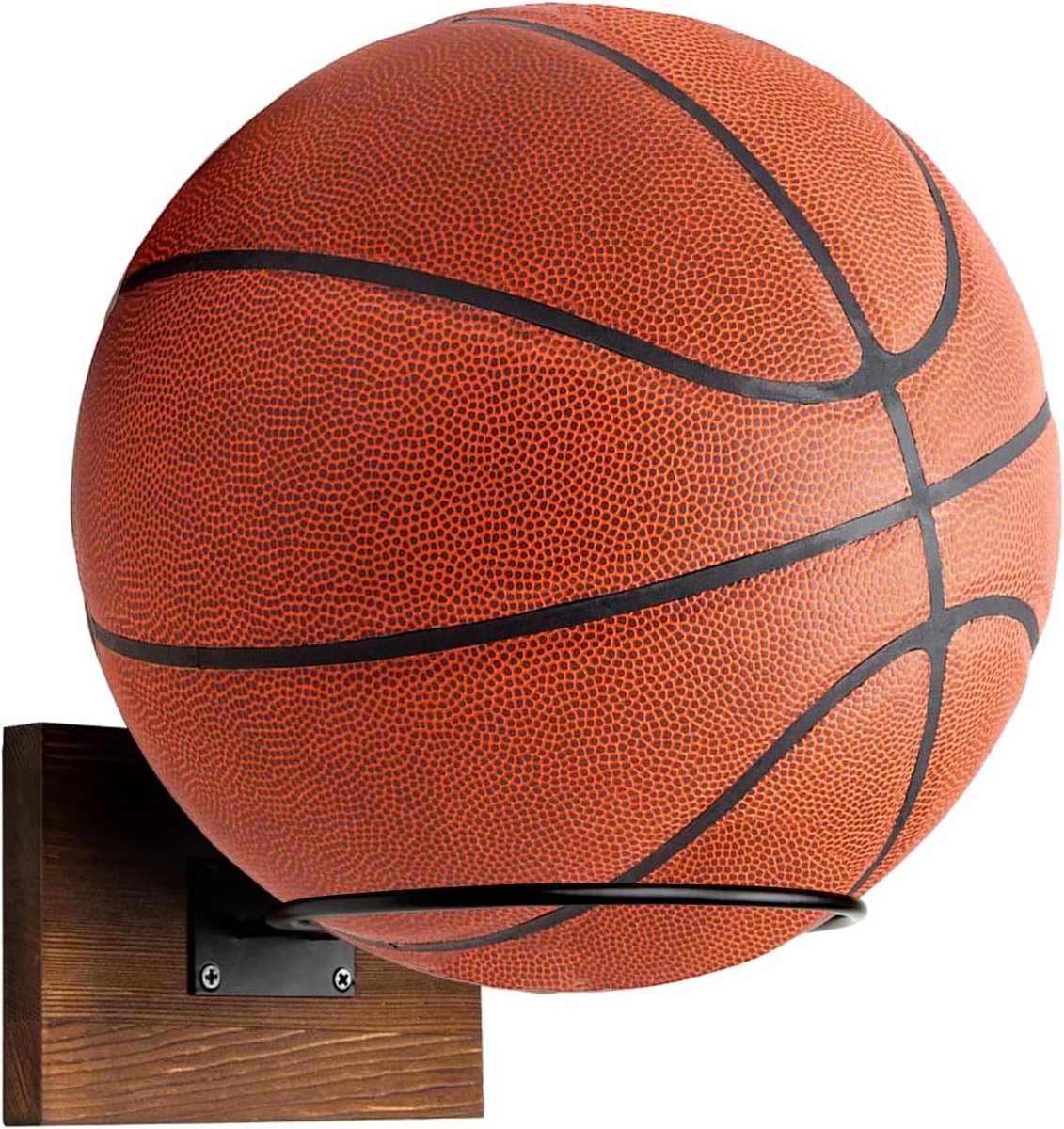 Wall Mount Sports Ball Rack Metal Ball Holder Black Basketball Holder with Mounting Angles and Screws for Basketball - ShopVlot