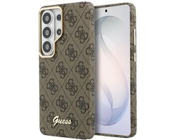 Guess Hoesje Geschikt voor Samsung Galaxy S26 - 4G Script Logo - Compatibel met MagSafe - Back Cover Bruin