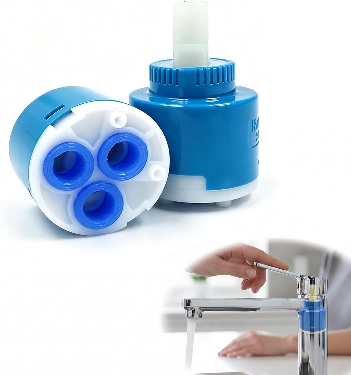 Zolara 2 stuks cartridgewaterkraan, 35 mm keramische cartridge, geschikt voor keukenkraan en wastafelarmatuur - ShopVlot
