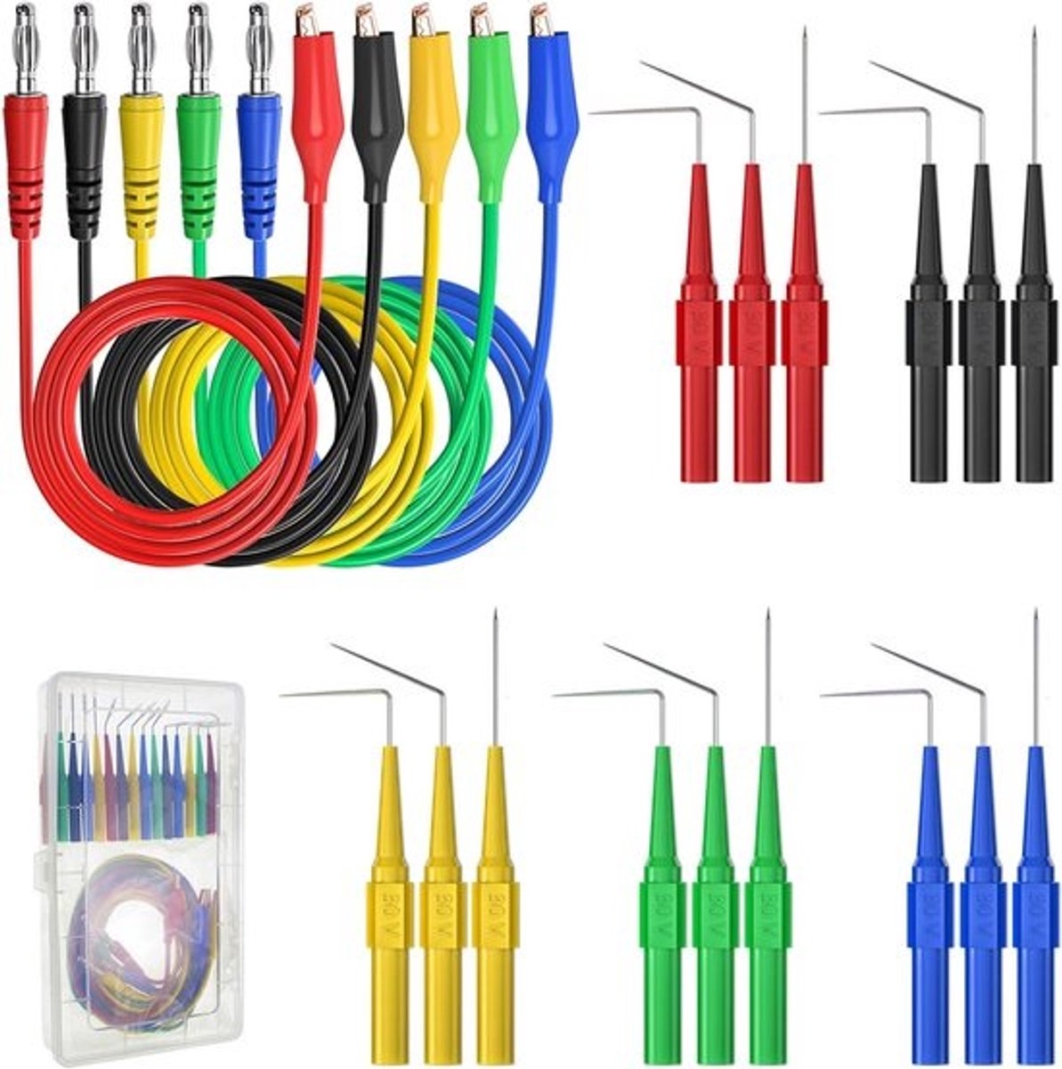 20-in-1 testleidingen set met terugprobe-pins en banaanstekkers voor multimeter