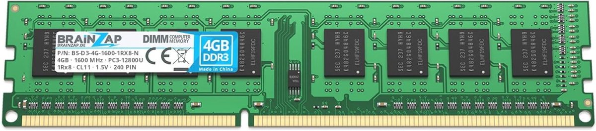 Geheugenmodule 4GB DDR3 1600MHz - Unbuffered Non-ECC - Verbeter de prestaties van je desktop - ShopVlot