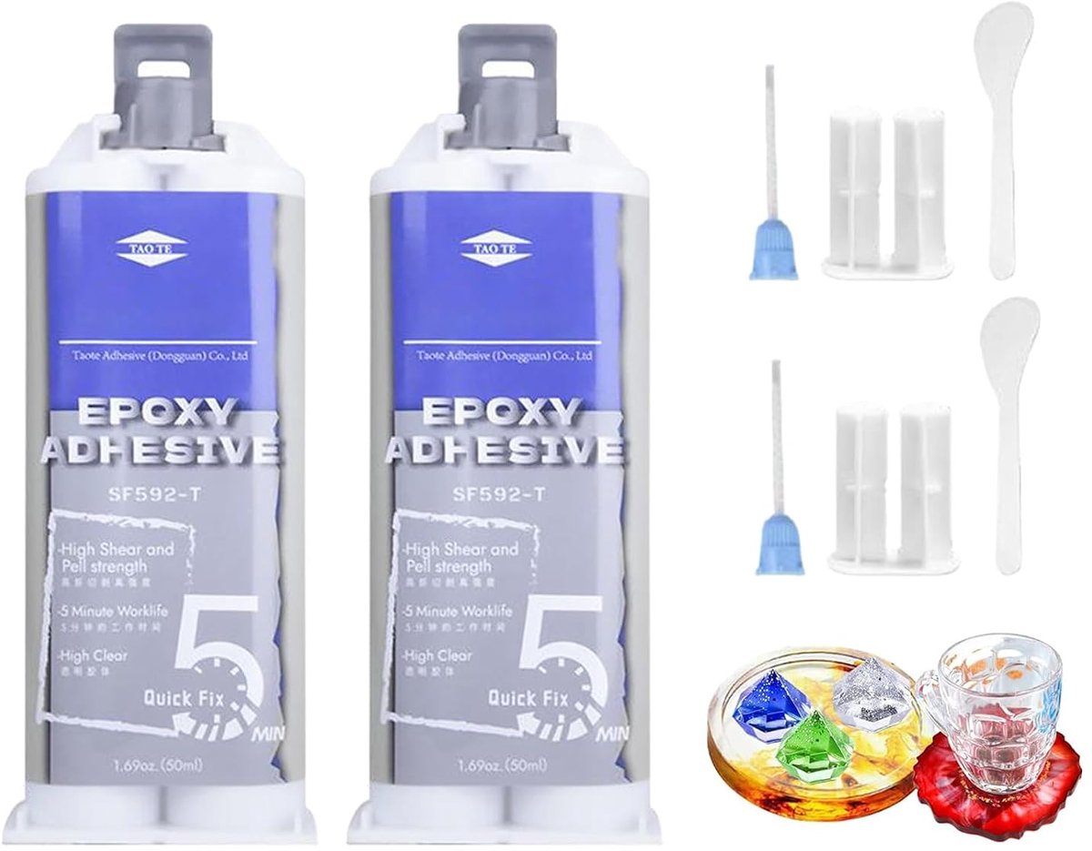Epoxyhars 50 ml - Transparante twee-componentenlijm - Voor metaal, hout en glas - Bubbelloos en weerbestendig - ShopVlot