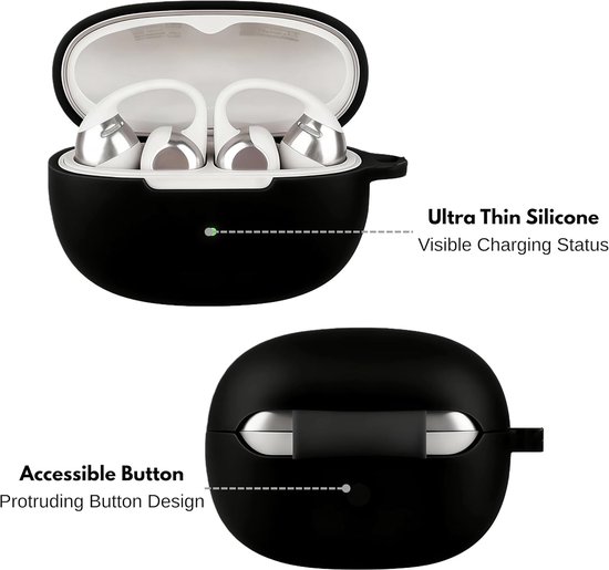 Beschermhoes compatibel met SHOKZ OpenDots ONE Draadloze Oordopjes | Schokbestendige Beschermer met Karabijnhaak — afbeelding 2