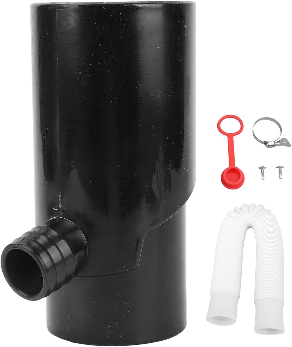 Watertonomleiderset Kunststof 8 Cm Ronde Regenpijpomleider Ronde Afvoerbuizen, Verbindt Regenpijp met Regenton (BLACK)