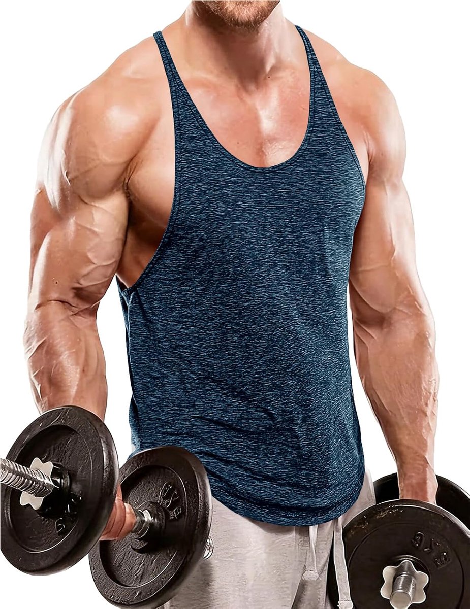 Cmdr Stringer tanktop voor heren, Y-rug, fitness, spiershirt, sneldrogend, sport, bodybuilding, tanktop