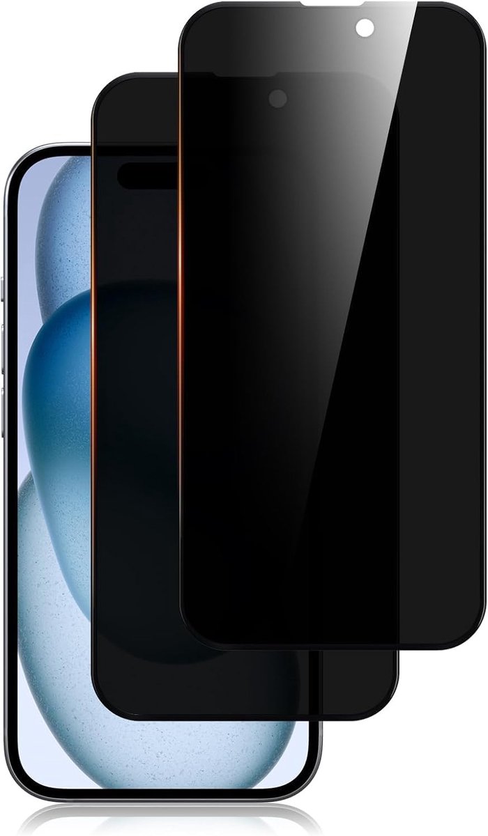 2 stuks screenprotector tegen spionage voor iPhone 15/iPhone 16 met cameralensbescherming, folie van gehard glas (2)