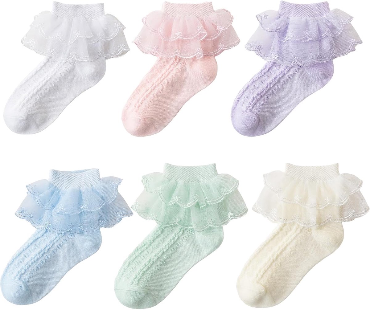 Sokken met ruches enkelsokken schoolsokken kinderen witte balletsokken baby kinderen danssokken katoenen sokken 1-9 jaar 6 paar multipack