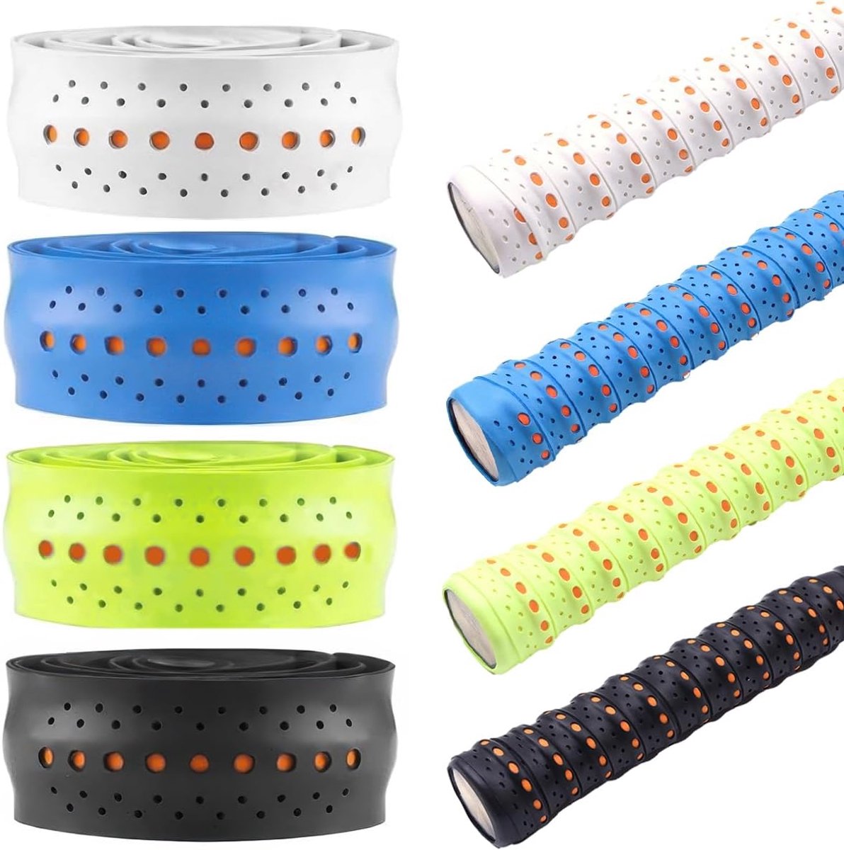 4Pcs Tennis Racket Grip Band, 110cm Super Absorbent Tennis Overgrip, Grip Band for Rackets, Multicolor Self Adhesive - ShopVlot