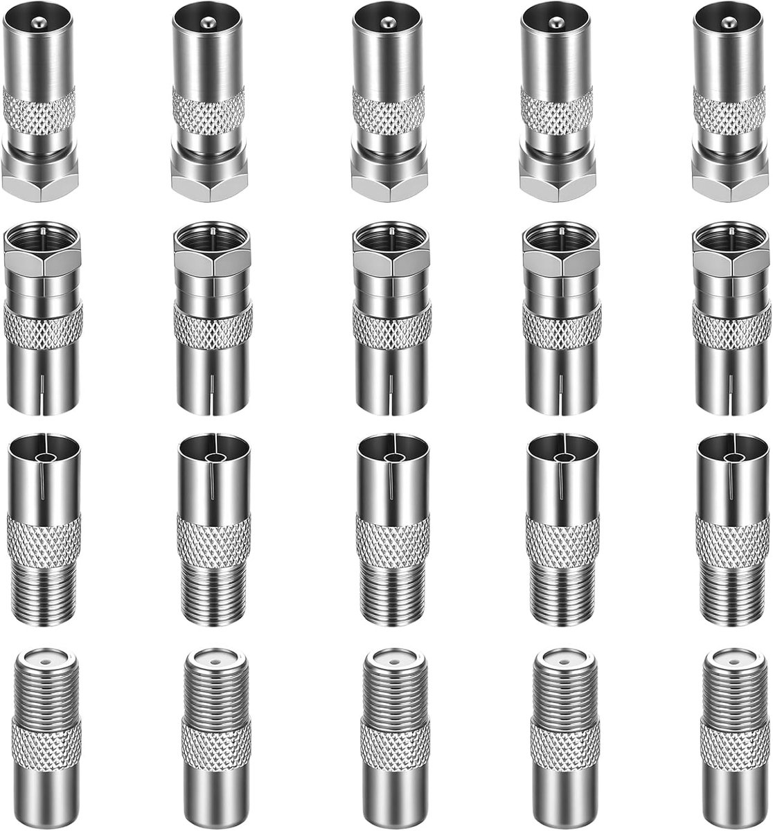 20 stuks antennestekkeradapters, SAT-kabelconnectoren, F-connectoren, coaxkabelconnectoren, F mannelijke/vrouwelijke - ShopVlot