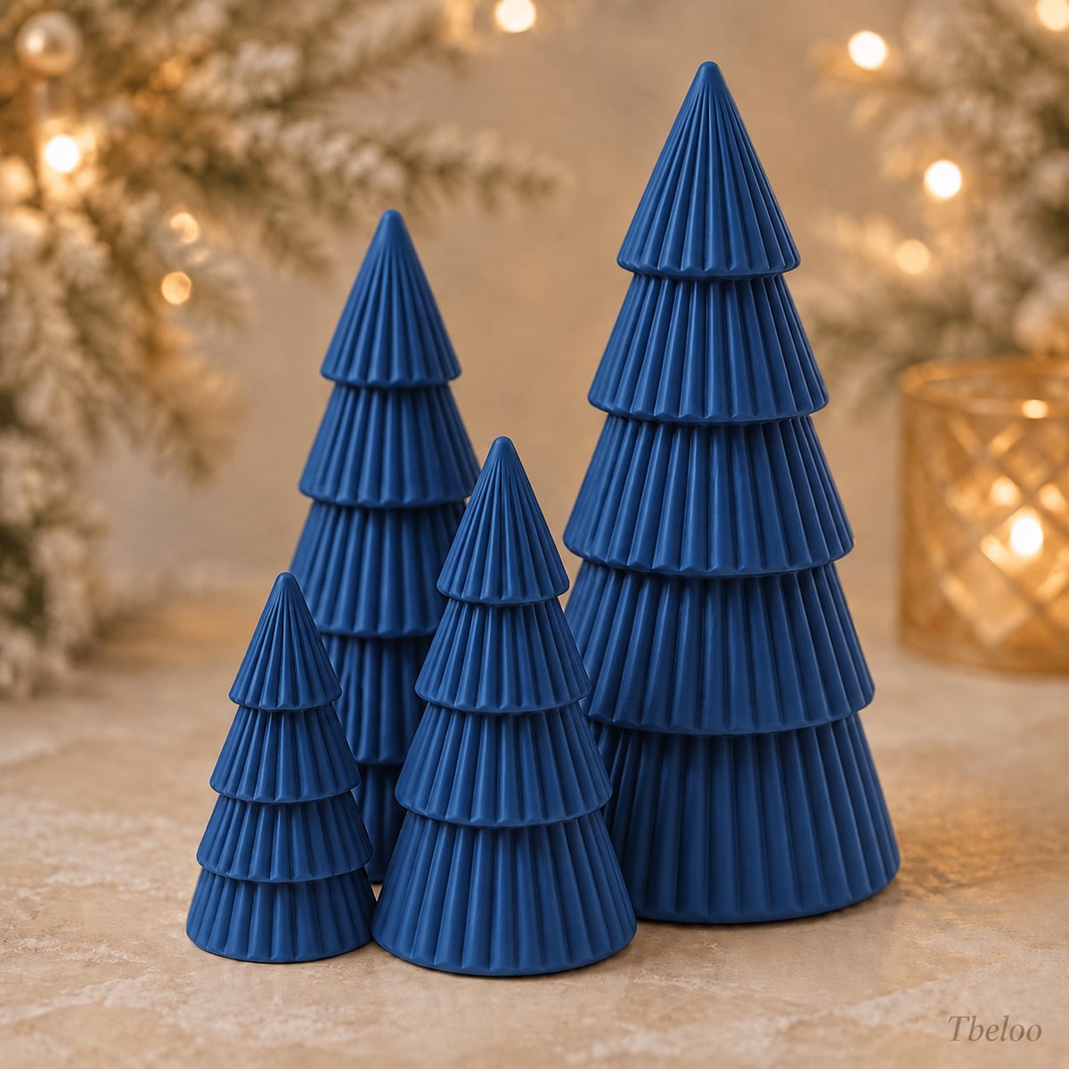 Tbeloo Kerstboom Decoratie – Set van 4 – Marineblauw