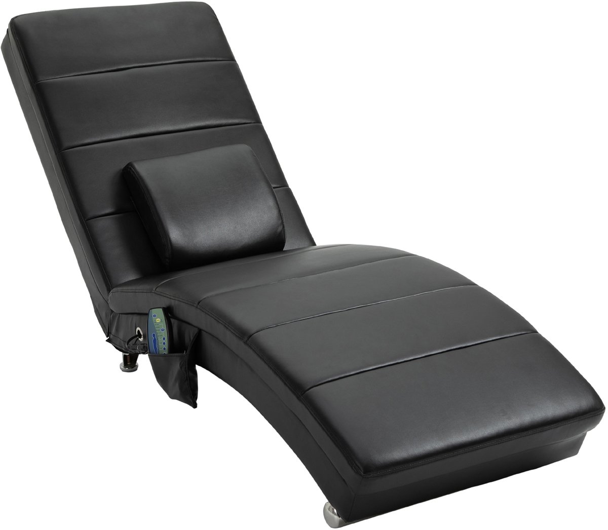 Homona Relaxfauteuil met massagefunctie - Met 8 vibratiepunten, afstandsbediening en lendenkussen - 58 x 163 x 87 cm - Zwart
