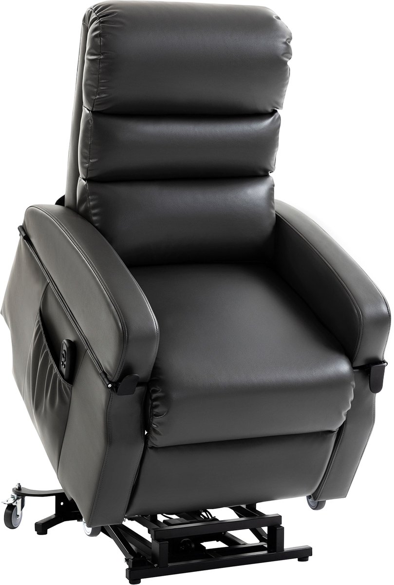 Homona Elektrische sta-opfauteuil - Met relaxfunctie en klapbare armleuningen - In hoogte verstelbaar - 78 x 98 x 110 cm - Donkergrijs