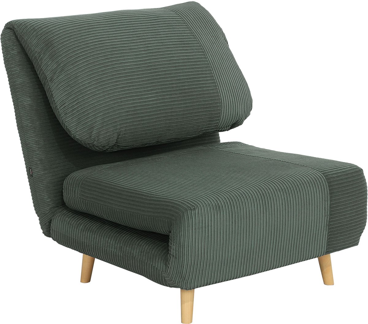 Homona Slaapfauteuil met 3-standen rugleuning - Met hoofdkussen - In cord-optiek - 82 x 87 x 89 cm - Groen