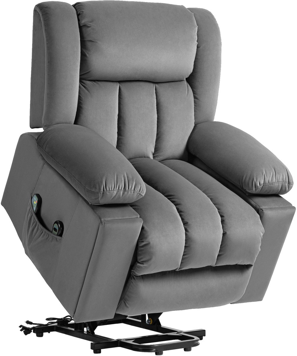 Homona Elektrische sta-opfauteuil - Met massagefunctie, lendenverwarming en USB-poorten - 101 x 93 x 104 cm - Donkergrijs