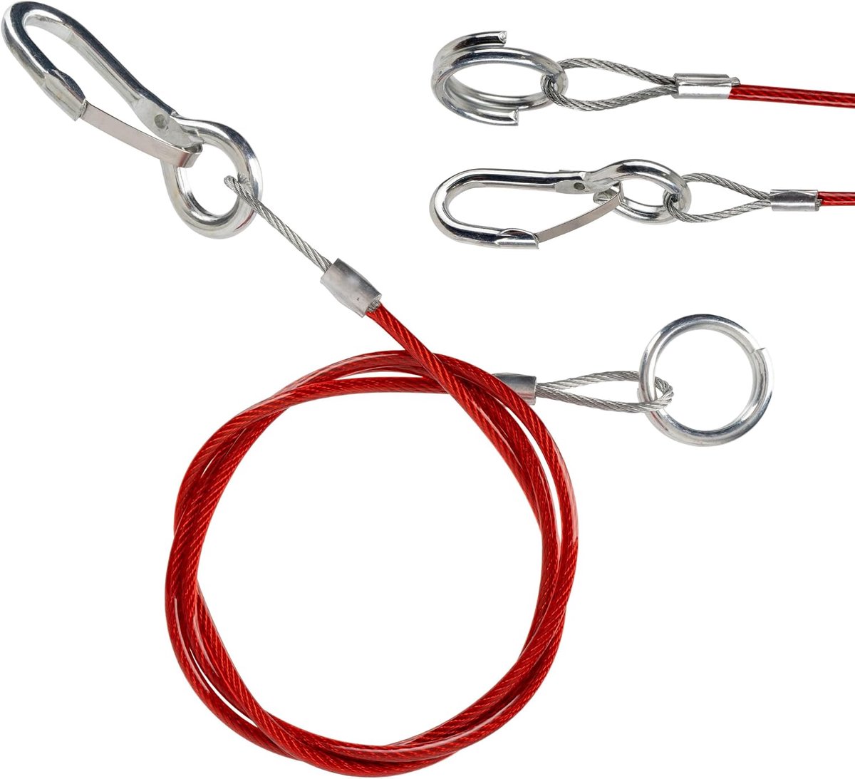Trailer ontladingskoord 1 m - Stalen kabel met karabiner - 250 kg breeklast - Veilig voor caravans en aanhangwagens - ShopVlot