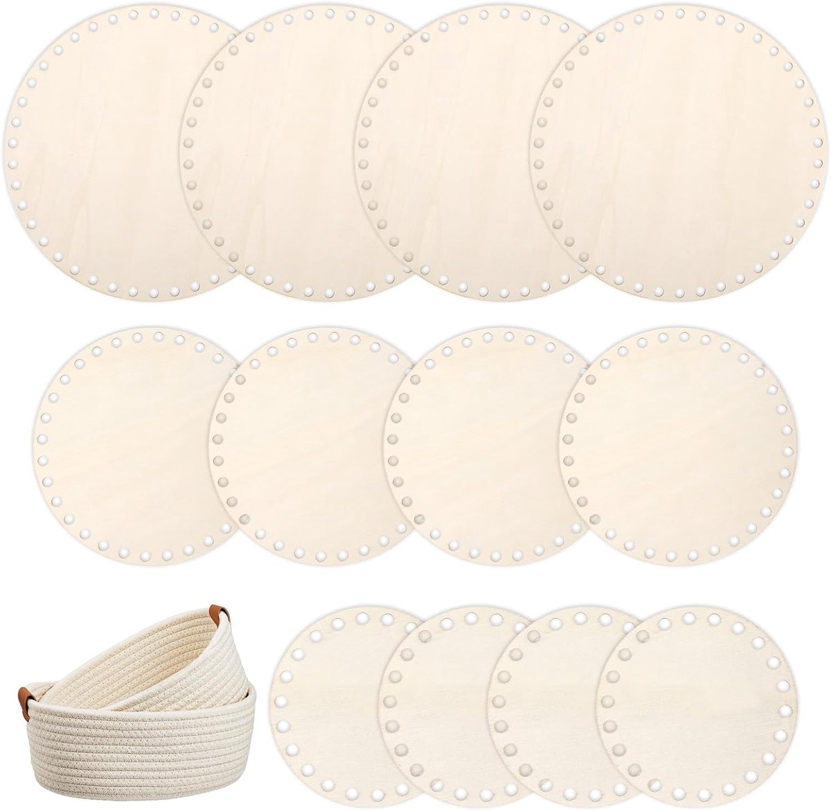 SHENLIU 12 stuks zakbodem voor haken, gehaakte mandbodem, 10/15/20 cm, mandbodem voor haken, ronde set voor haakmand - ShopVlot