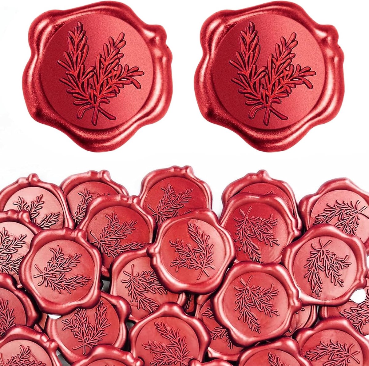 SnelShoppen - 50 Stuks Rode Wax Seal Stickers, Vintage Zelfklevende Waxzegels voor Bruiloften, Verjaardagsuitnodigingen, Kerstkaarten - 30mm