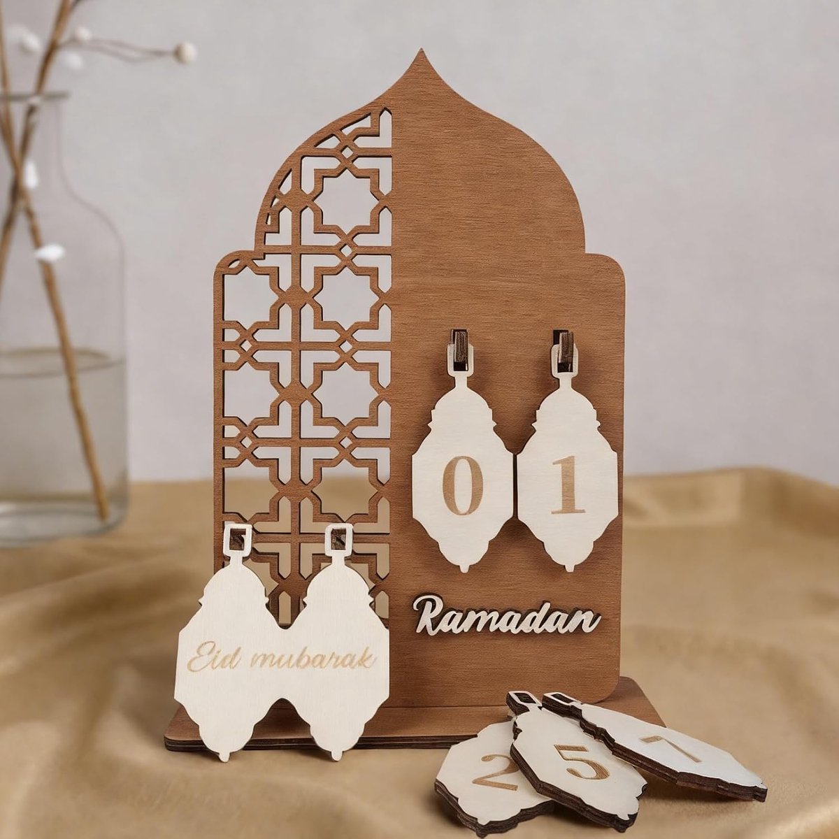 Wooden Ramadan Calendar, Reusable Countdown Calendar and Eid Mubarak Decoration, DIY Ramadan Calendar with - ShopVlot