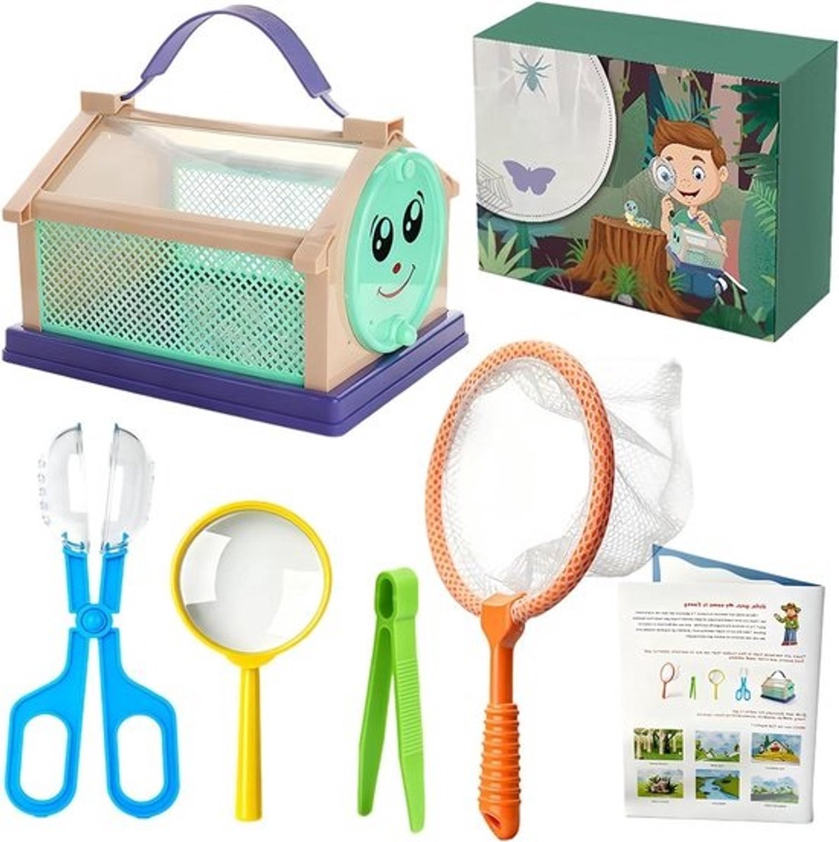 Opvangset voor kinderen - Natuurontdekker - Voor buitenspelen - Inclusief vergrootglas - 20 x 15 x 13.6 cm - Groen