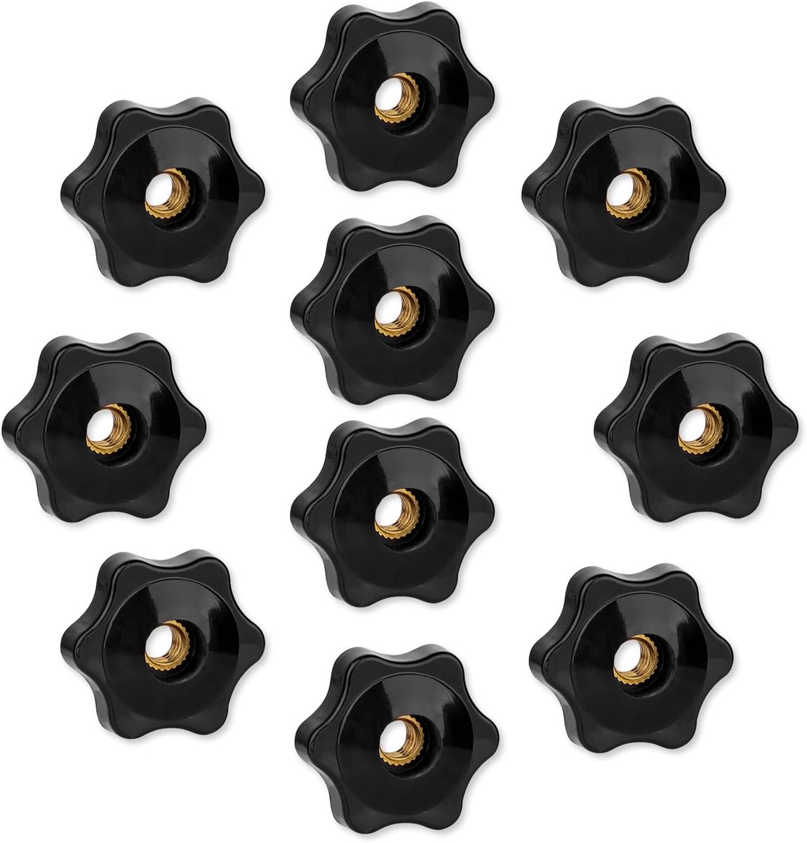 Set van 10 6 sterren, 1/4 "-20 inch knop, opschroefbaar type schroefdraadknop, doorgaand gat knop binnendraad klemmoer voor mechanische apparatuur