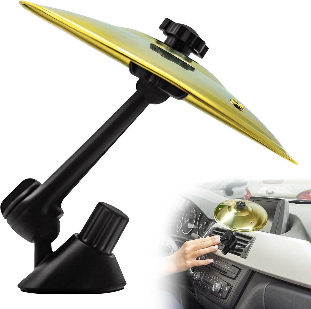 Cymbals Car Crash Cymbals Car Cymbals Air Vent Mini Drumstel Auto Mini Bekkens Drumstel Auto Trommel Luchtrooster Auto-accessoires Grappig Stijlvol voor Decor (Goud)