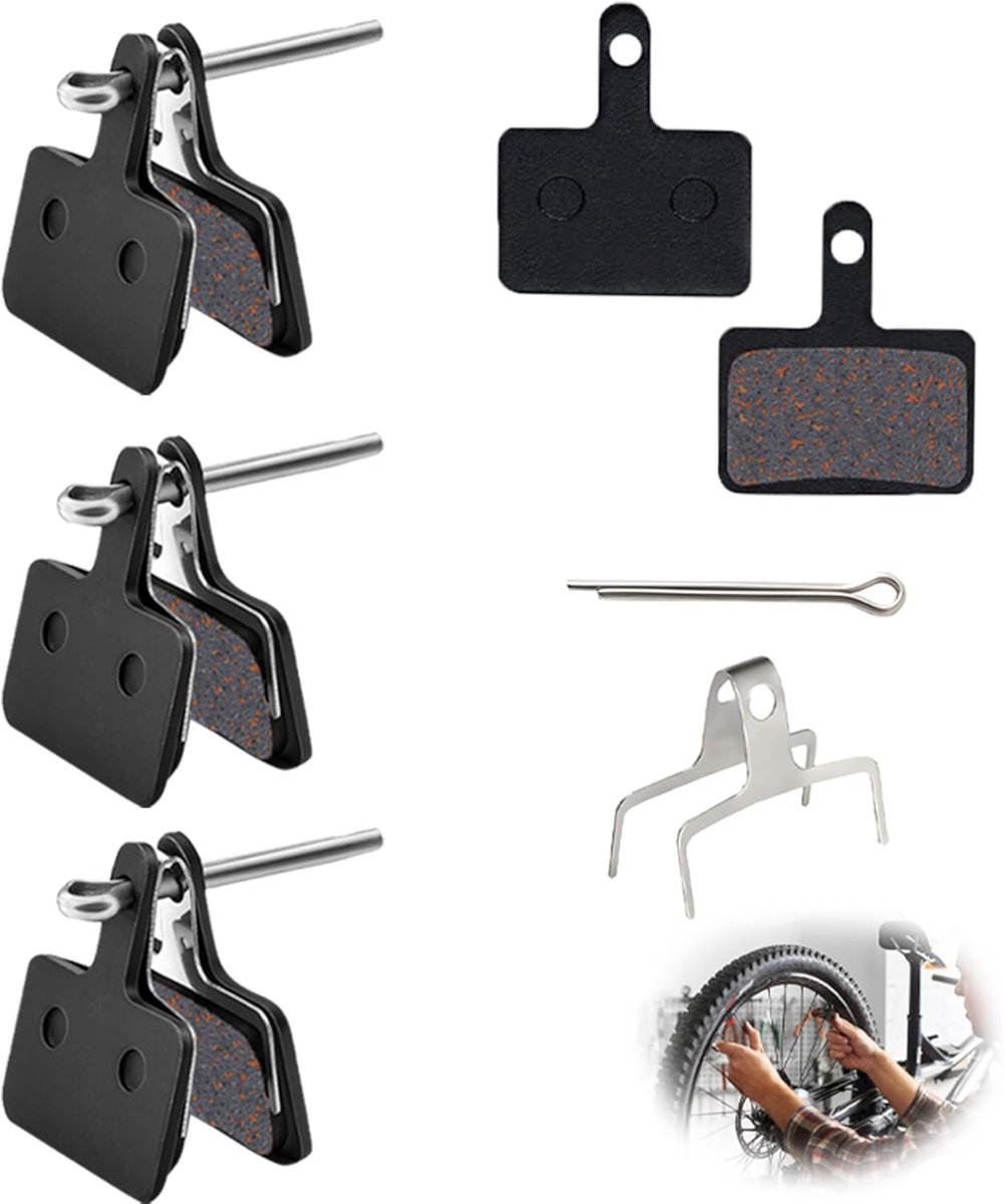 4 paar fietsremblokken compatibel met Shimano Tektro B01S, B03S, B05S, MT200, MT400, MT500, M315, M415, M525, T615, remblokken fiets schijfrem vervanging incl. pennen en veren