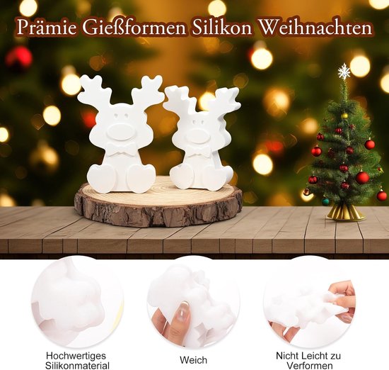 2 Stuks gietvormen eland Siliconen vormen Kerstmis, Siliconen vorm Rendier — afbeelding 2