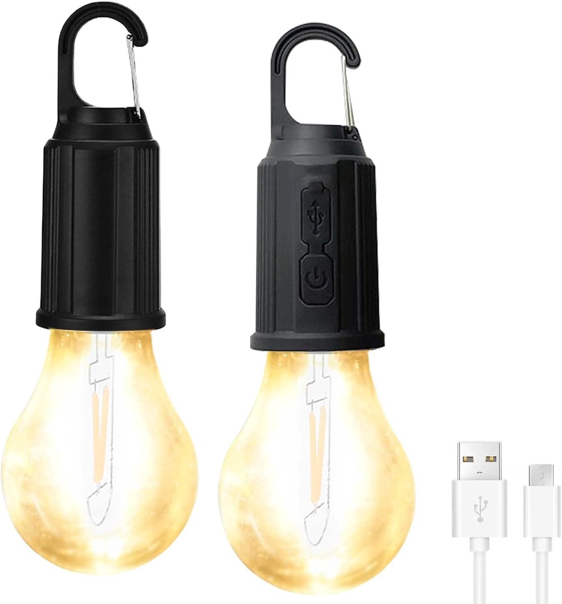 2 Stuks LED-Campinglamp Met Haak - Oplaadbare en Batterij-Gevoede Draagbare Lantaarn, Waterdicht Noodlicht voor Kamperen