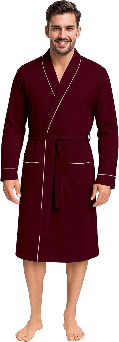Threads Men's Robe Cotton Blend Knit Bathrobe, Large, Wine